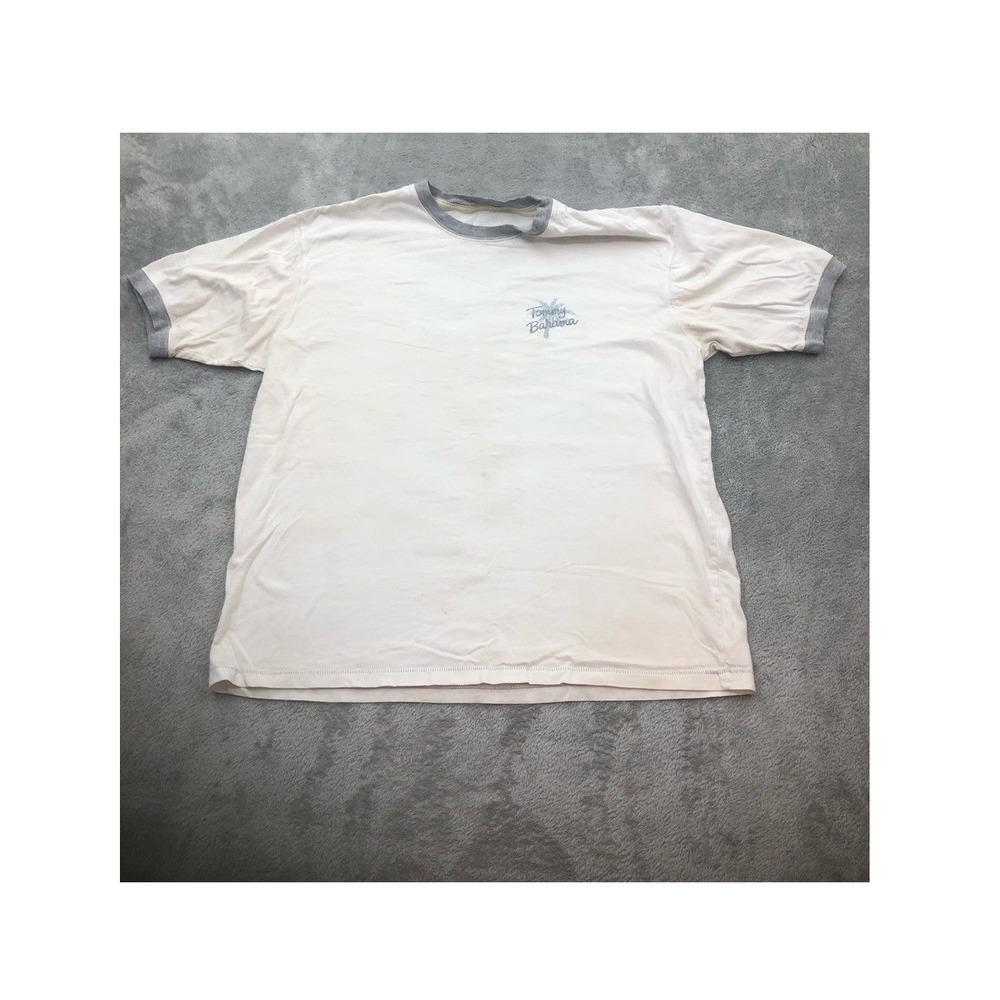 Tommy Bahama White and Gray Short Sleeve Tee Size large